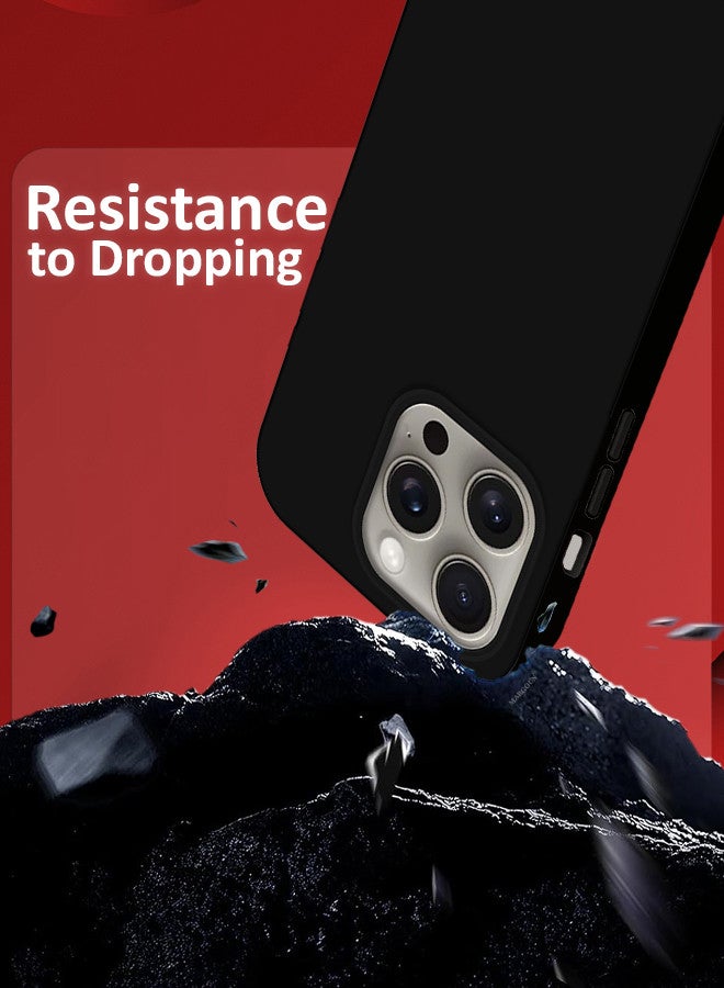 مارجون iPhone 15 Pro Max Case Silicone Case Full Body Protective Cover Shockproof Slim Phone Case Anti-Scratch Soft Microfiber Lining Black - Image 4