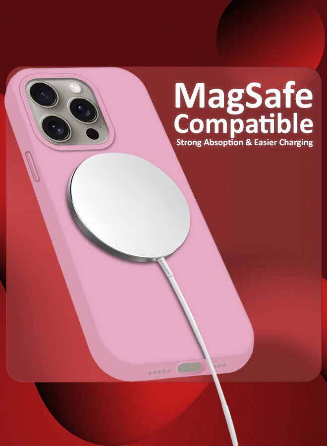 MARGOUN iPhone 15 Pro Max Case Silicone Case Full Body Protective Cover Shockproof Slim Phone Case Anti-Scratch Soft Microfiber Lining Pink - Image 2