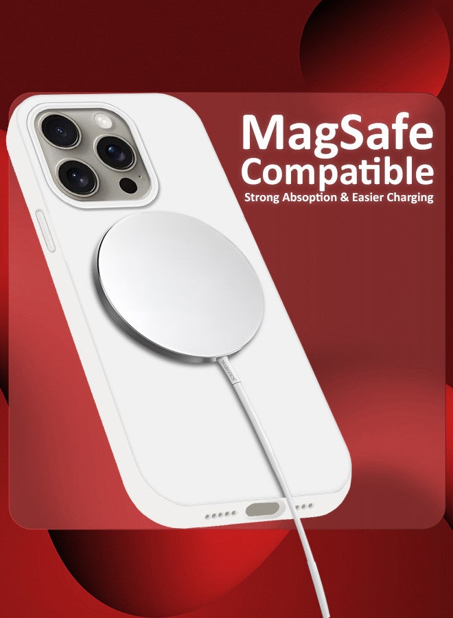 MARGOUN iPhone 15 Pro Max Case Silicone Case Full Body Protective Cover Shockproof Slim Phone Case Anti-Scratch Soft Microfiber Lining White - Image 2