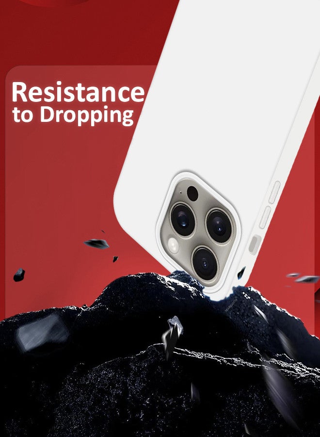 MARGOUN iPhone 15 Pro Max Case Silicone Case Full Body Protective Cover Shockproof Slim Phone Case Anti-Scratch Soft Microfiber Lining White - Image 4