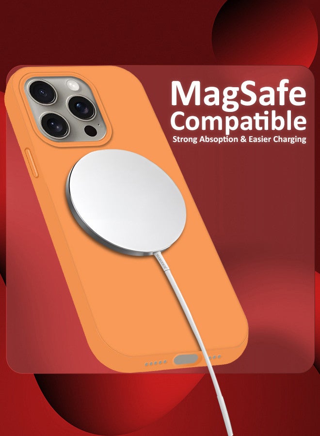 MARGOUN 3 Pack For iPhone 15 Pro Max Case and 2 Screen Protectors Silicone Case Full Body Protective Cover Shockproof Slim Phone Case Anti-Scratch Soft Microfiber Lining Orange - Image 4