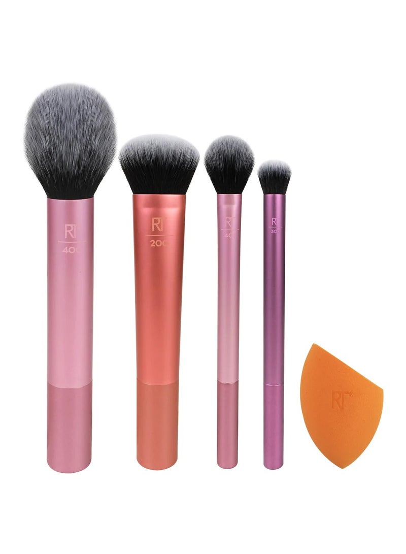 REAL TECHNIQUES Everyday Essentials Set, Multi-Functional Makeup Brush, Makeup Egg + Four Brushes Set Multicolor  - Image 2