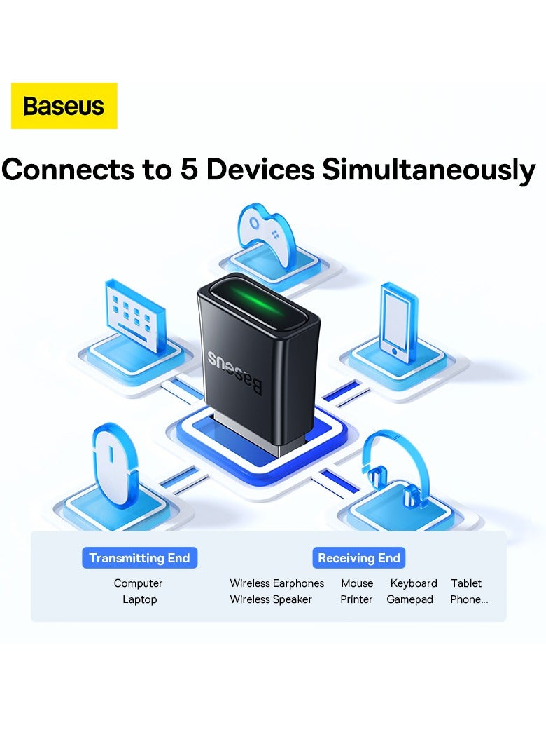 بيسوس - محول USB بلوتوث 5.3 للكمبيوتر الشخصي، دونجل بلوتوث للكمبيوتر المكتبي والكمبيوتر المحمول، نقل لاسلكي لسماعات الرأس بلوتوث ومكبرات الصوت وطابعات لوحة المفاتيح والماوس تدعم نظام التشغيل Windows 11/10/8.1 - Image 1
