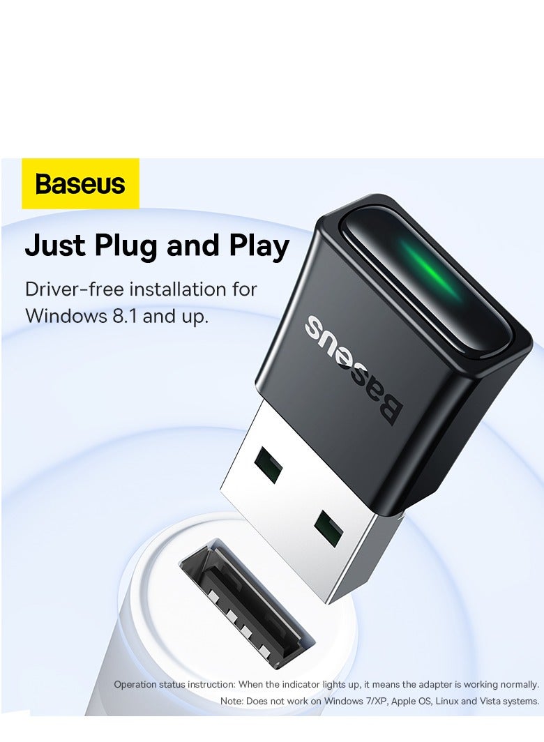 بيسوس - محول USB بلوتوث 5.3 للكمبيوتر الشخصي، دونجل بلوتوث للكمبيوتر المكتبي والكمبيوتر المحمول، نقل لاسلكي لسماعات الرأس بلوتوث ومكبرات الصوت وطابعات لوحة المفاتيح والماوس تدعم نظام التشغيل Windows 11/10/8.1 - Image 1
