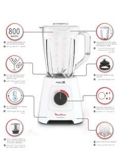 Moulinex Blendfroce Blender, 800 Watt, 2 Liters, XL Chopper - 2 L 800 W LM42X2EG White  - Image 5