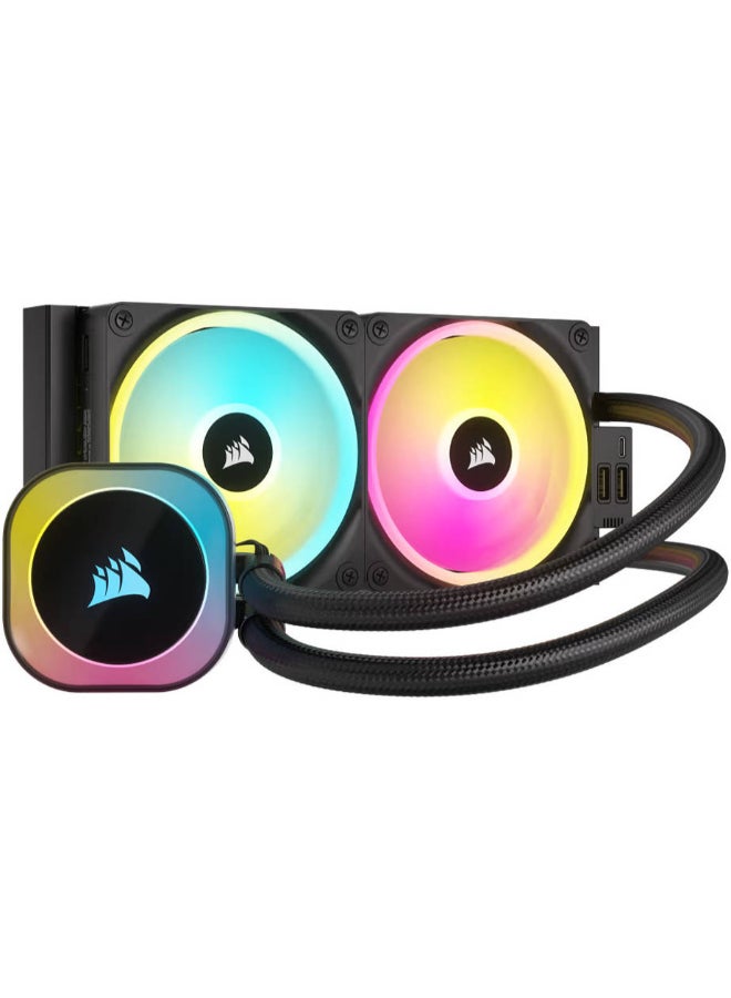 CORSAIR iCUE LINK H100i RGB 240mm AIO Liquid Cooler – QX120 RGB Fans, Copper Cold Plate, XTM70 Paste, iCUE LINK Hub, Zero-RPM Mode, Intel & AMD Compatible, Black | CW-9061001-WW Black - Image 1