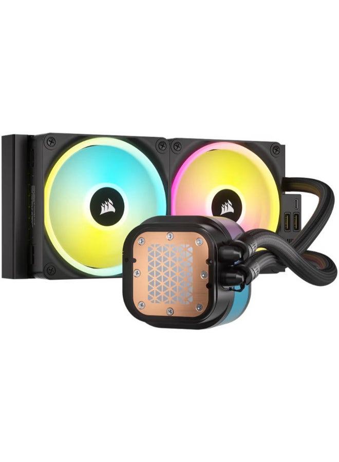 CORSAIR iCUE LINK H100i RGB 240mm AIO Liquid Cooler – QX120 RGB Fans, Copper Cold Plate, XTM70 Paste, iCUE LINK Hub, Zero-RPM Mode, Intel & AMD Compatible, Black | CW-9061001-WW Black - Image 2