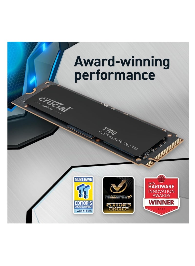 crucial T700 2TB PCIe Gen5 NVMe M.2 Internal SSD, Up to 12400 MB/s Read & 11800 MB/s Write Speed's, 232-layer TLC NAND, Up to 1200TB Endurance, 1.5 Million Hours MTTF, Black | CT2000T700SSD3 2 TB - Image 3