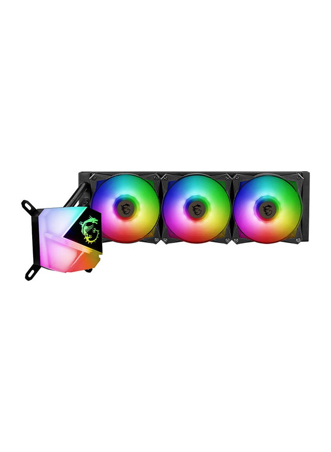 MSI MAG Coreliquid C360 CPU Liquid Cooler, Compatible with Intel Socket LGA1700, 360mm Radiator Size, 78.73 CFM Fan Airflow, Two Ball Bearing, 4pin PWM, 2000 RPM Speed, ARGB Black  - Image 1