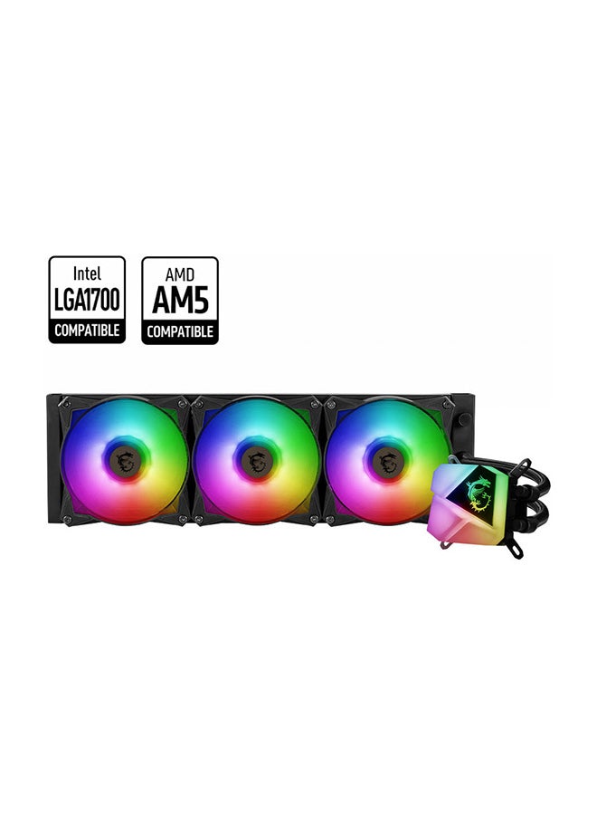 MSI MAG Coreliquid C360 CPU Liquid Cooler, Compatible with Intel Socket LGA1700, 360mm Radiator Size, 78.73 CFM Fan Airflow, Two Ball Bearing, 4pin PWM, 2000 RPM Speed, ARGB Black  - Image 2