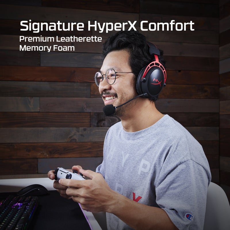 هايبركس HyperX Cloud Alpha Wireless - سماعة رأس للألعاب للكمبيوتر الشخصي، عمر بطارية يصل إلى 300 ساعة، سماعة رأس DTS: صوت مكاني X، رغوة الذاكرة، برامج تشغيل الغرفة المزدوجة، ميكروفون لإلغاء الضوضاء، إطار ألومنيوم متين - Image 5