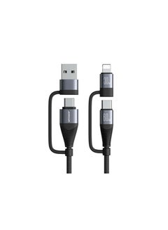 SA37-2T2 Multi-Functional 60W 4 in 1 Fast Charging and Data Transfer Cable, USB-A and Type-C to Lightning and Type-C, 1.2m Length Black