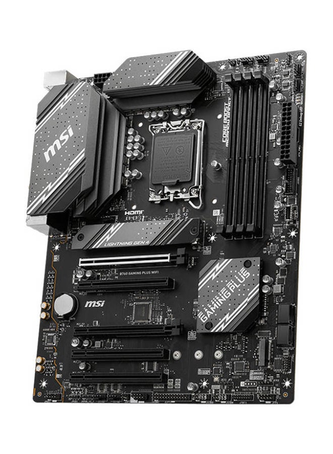 إم اس أي - اللوحة الأم B760 Gaming Plus WIFI DDR5 ATX، مقبس LGA 1700، مجموعة شرائح Intel B760، وضع ثنائي القناة، Intel Wi-Fi 6E، فتحة PCI-E x16 5x، تخزين 2x M.2 - Image 1