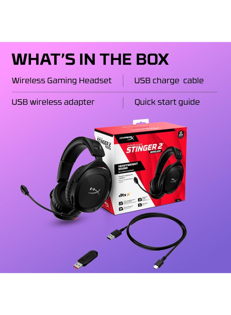 HYPERX - Cloud Stinger 2 – USB Wireless Gaming Headset for PC- Black - Image 1
