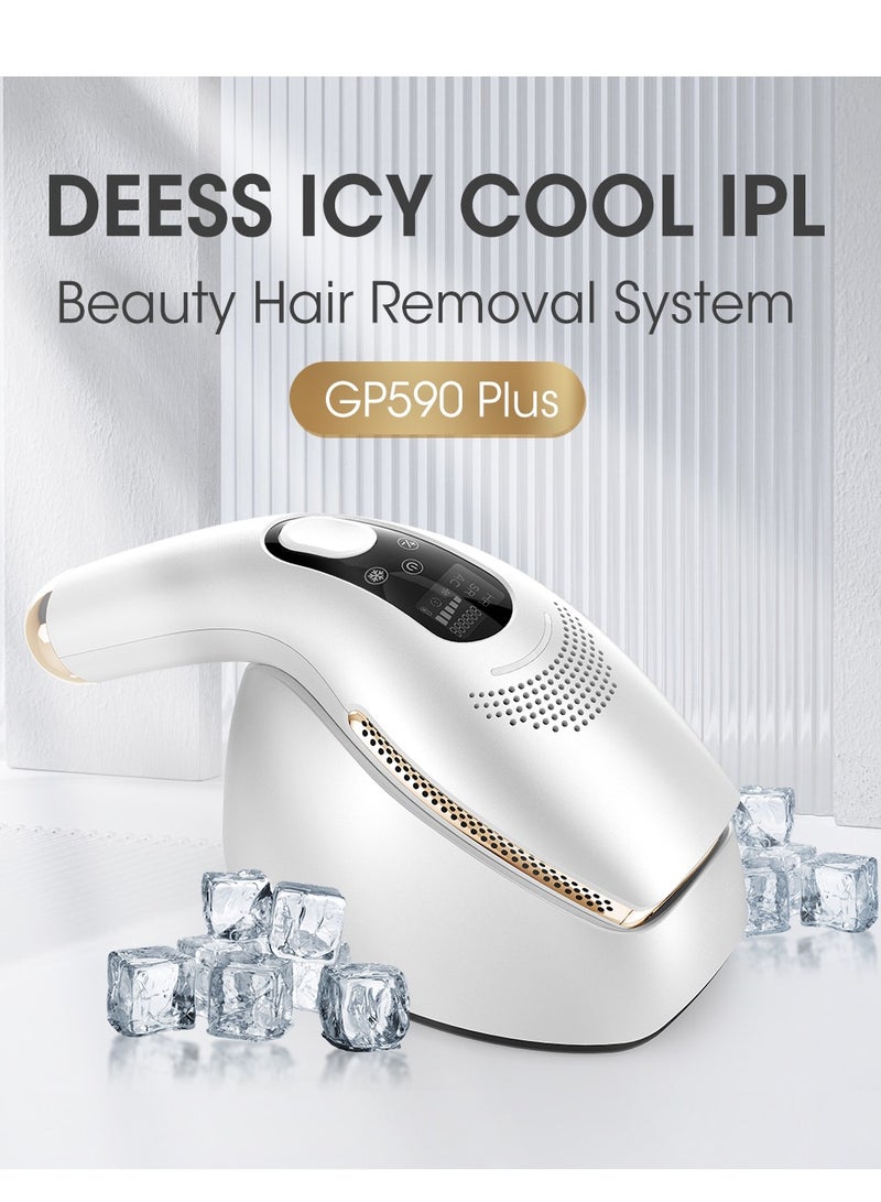 ديس - Geess GP590 Plus Cooling Unlimited Flashes IPL Lsaer Permanent Painless Epilator With 3 HR Lamps White - Image 1