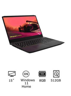 Lenovo Ideapad Gaming 3 Laptop With 15.6-Inch Display, AMD Ryzen 5-5500H Processor/8GB RAM/512GB SSD/4GB GeForce RTX 2050 Graphics Card/Windows 11 English/Arabic Shadow Black (Upgraded Version)  - Image 1