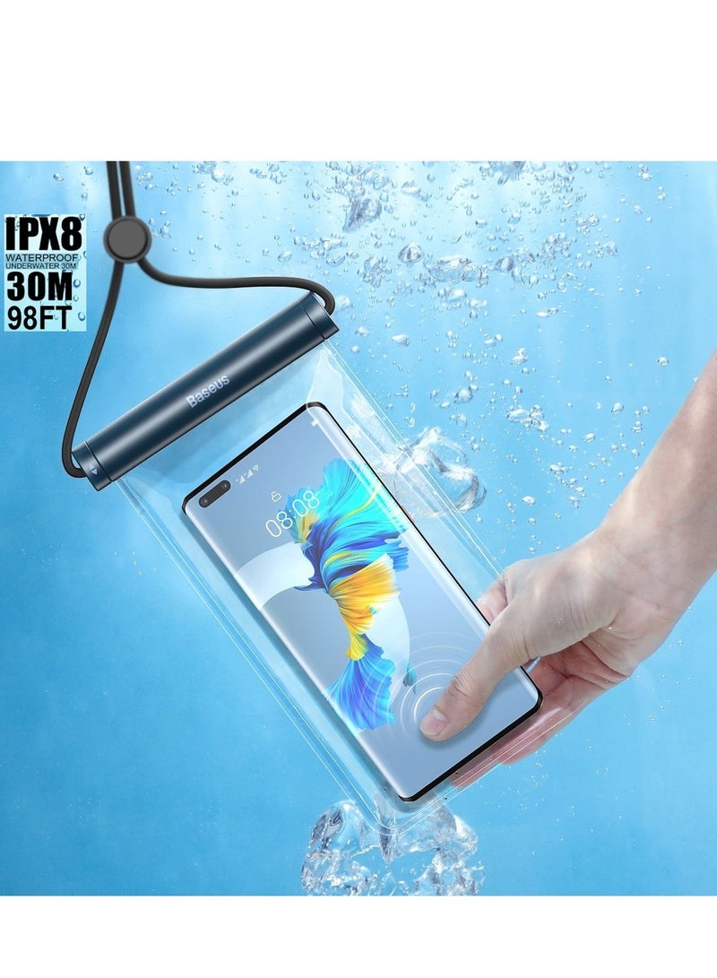 Baseus AquaGlide Waterproof Phone Case, IPX8 Certified 30M Deep Waterproof Phone Pouch, Waterproof Cell Phone Case Fit For Phones Up To 7.2" For iPhone 15 Pro Max/Plus/14/13/12/ Samsung S24/23 And More Blue - Image 1