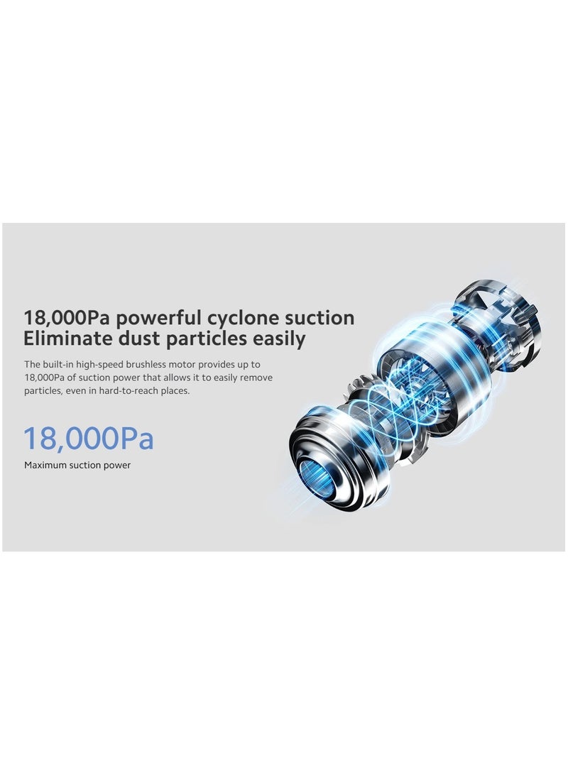 Xiaomi 18,000Pa Strong cyclone Suction, Light dust Detection tech, 5-Stage Filtration, One-Touch Dust Disposal, Long Battery & Upgraded Brush Head for All Surfaces. 215 W BHR8230EN, BHR8195EU White - Image 5