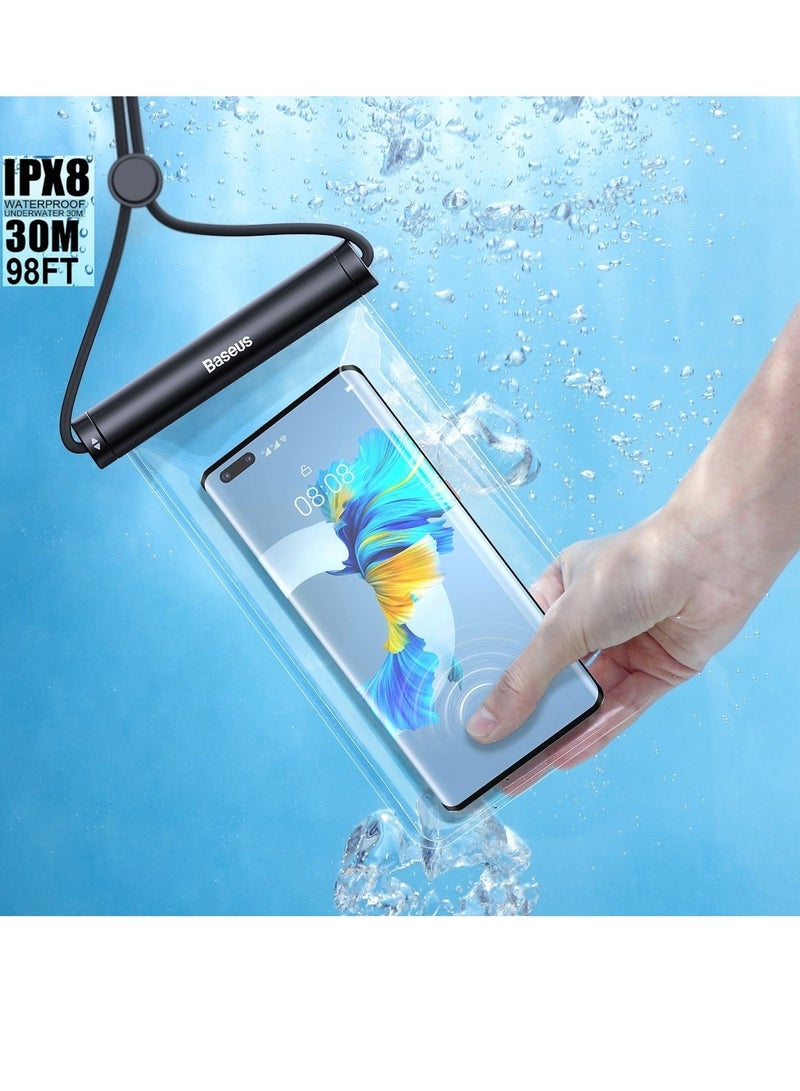 Baseus AquaGlide Waterproof Phone Case, IPX8 Certified 30M Deep Waterproof Phone Pouch, Waterproof Cell Phone Case Fit For Phones Up To 7.2" For iPhone 15 Pro Max/Plus/14/13/12/ Samsung S24/23 And More Black  - Image 1