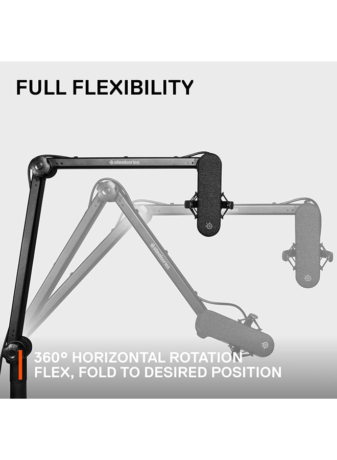 SteelSeries Alias/Alias Pro Mic Boom Arm - For Gaming, Streaming, and Podcasting - 360° Rotation - Desk Clamp - Folding Scissor Design - Hidden Springs - Cable Management - 3/8" and 5/8" Adapters