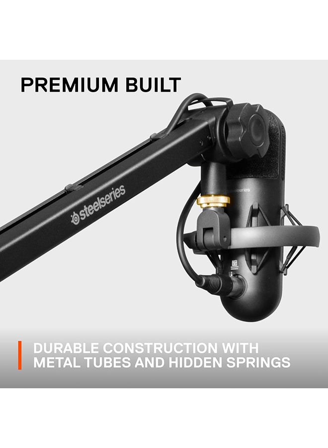 SteelSeries Alias/Alias Pro Mic Boom Arm - For Gaming, Streaming, and Podcasting - 360° Rotation - Desk Clamp - Folding Scissor Design - Hidden Springs - Cable Management - 3/8" and 5/8" Adapters