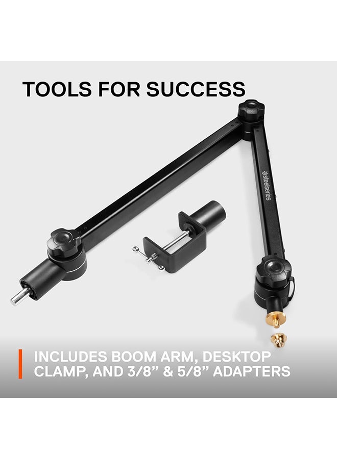 SteelSeries Alias/Alias Pro Mic Boom Arm - For Gaming, Streaming, and Podcasting - 360° Rotation - Desk Clamp - Folding Scissor Design - Hidden Springs - Cable Management - 3/8" and 5/8" Adapters