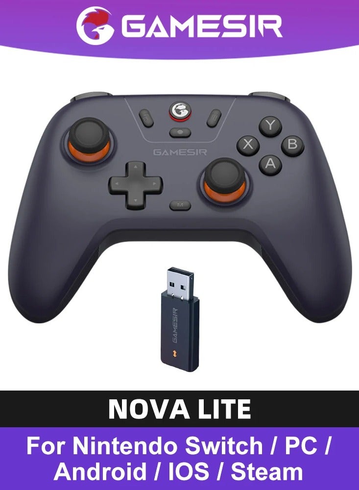 جيم سير - Nova Lite 2.4g Wireless Controller for Windows PC, iPhone, Android, Switch Steam Deck, Bluetooth Controller Gamepad with Hall Effect Trigger,Turbo,Rumble Vibration (Nova Lite(Purple)) - Image 1