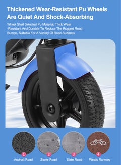 Kidle Blue Electric Scooter, Folding Bluetooth Lighted Scooter, LED Display, 6.5 inches, Solid Tyres, Three Speed Modes, 8km Range, Max 220kg  - Image 3