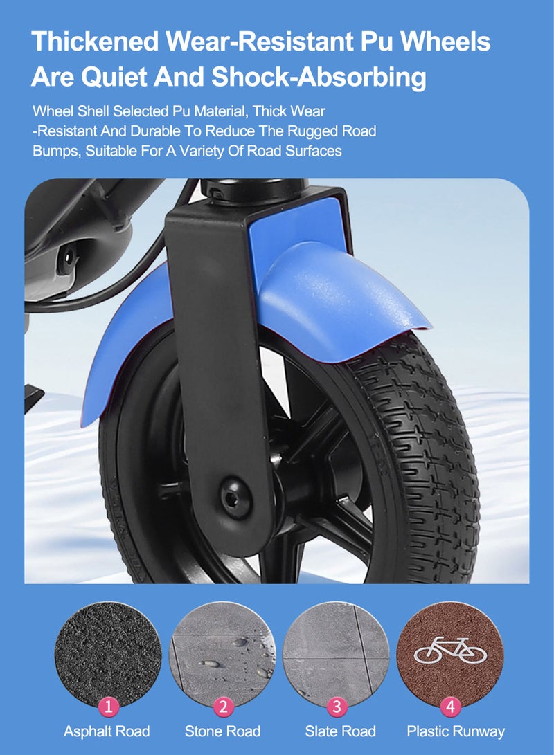 Kidle - Blue Electric Scooter, Folding Bluetooth Lighted Scooter, LED Display, 6.5 inches, Solid Tyres, Three Speed Modes, 8km Range, Max 220kg - Image 1