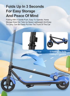 Kidle Blue Electric Scooter, Folding Bluetooth Lighted Scooter, LED Display, 6.5 inches, Solid Tyres, Three Speed Modes, 8km Range, Max 220kg  - Image 5