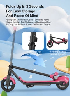 Kidle Pink Electric Scooter, Folding Bluetooth Lighted Scooter, LED Display, 6.5 inches, Solid Tyres, Three Speed Modes, 8km Range, Max 220kg  - Image 5
