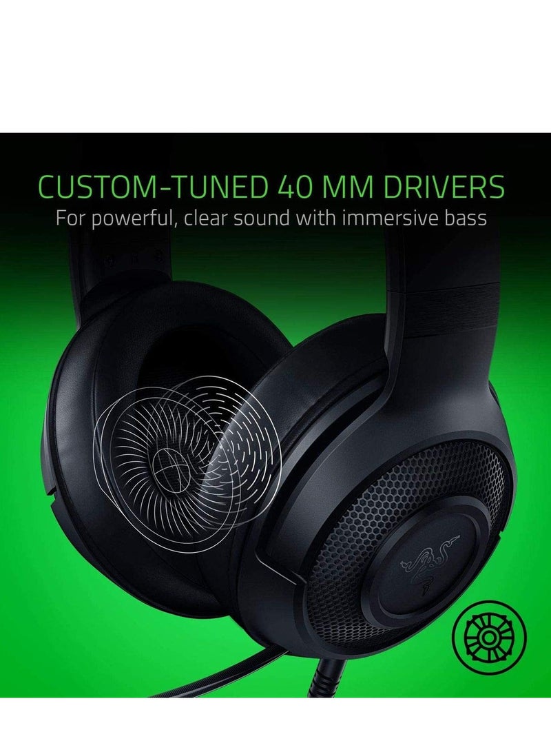 ريزر سماعة الألعاب Kraken X ESSENTIAL خفيفة الوزن - 7.1 صوت محيطي - إطار خفيف الوزن - ميكروفون قلبي قابل للانحناء - للكمبيوتر الشخصي، وXbox، وPS4، وNintendo Switch - Image 5