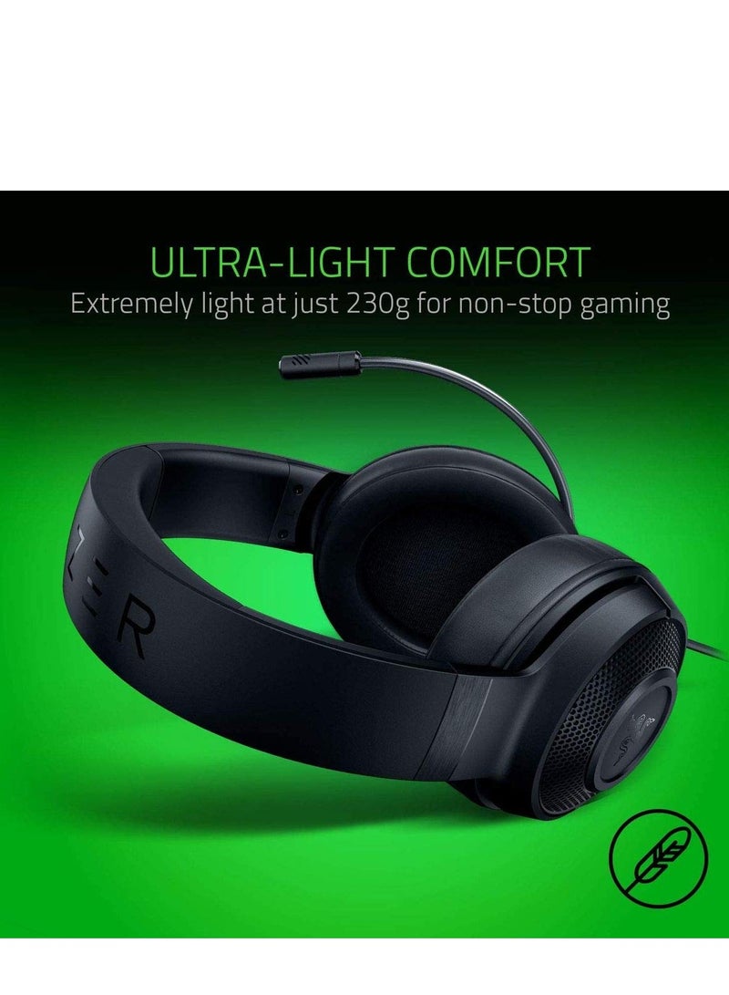ريزر سماعة الألعاب Kraken X ESSENTIAL خفيفة الوزن - 7.1 صوت محيطي - إطار خفيف الوزن - ميكروفون قلبي قابل للانحناء - للكمبيوتر الشخصي، وXbox، وPS4، وNintendo Switch - Image 2