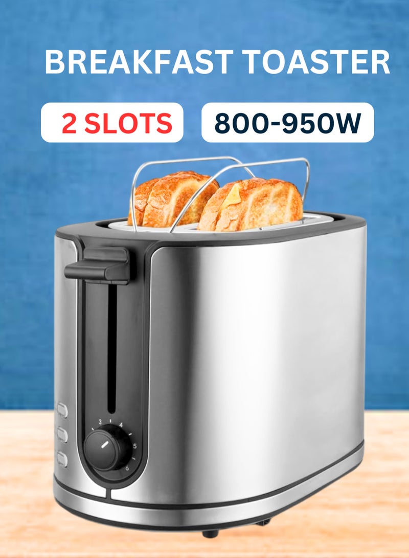 AFRA 2-Slice Toaster | 800-950W | Metal Body | 6-Setting Browning Control | Cancel, Defrost, Reheat Functions | 2-Year Warranty 950 W AF-120900TOSS Black  - Image 1