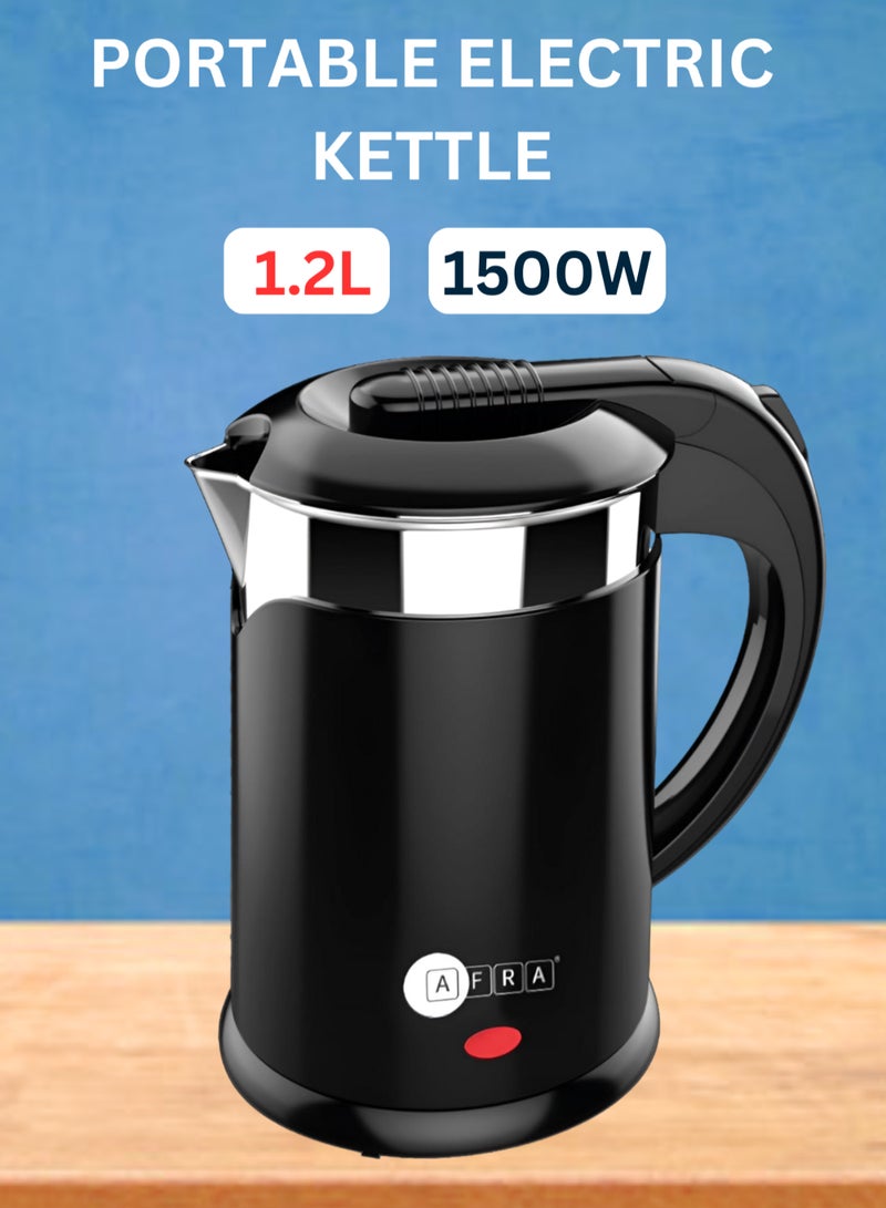 AFRA Portable Electric Kettle | 1500W | 1.2L | Fast Boil | Cordless Design | Cool-Touch Handle | Wide Opening | Light Indicator | 1-Year Warranty 1 L 1200 W AF-1215KTBK black  - Image 1