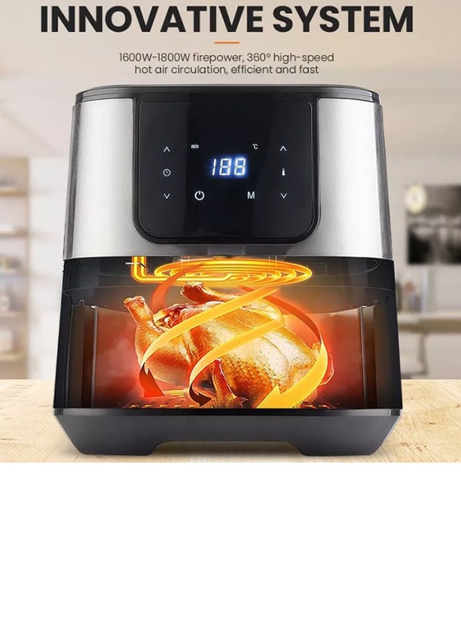 AFRA - Digital Air Fryer |  5.5L | 1600-1800W | Oil-Free Cooking | Adjustable Temperature & Timer | Rapid Air Circulation | Overheat Protection | Non-Stick Basket | Cool-Touch Handle | Family-Sized |2-Year Warranty 5.5 L 1500 W AF-5518AFSS Silver - Image 1