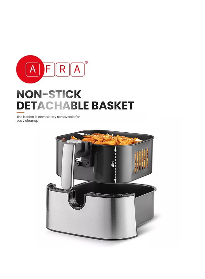 AFRA - Digital Air Fryer |  5.5L | 1600-1800W | Oil-Free Cooking | Adjustable Temperature & Timer | Rapid Air Circulation | Overheat Protection | Non-Stick Basket | Cool-Touch Handle | Family-Sized |2-Year Warranty 5.5 L 1500 W AF-5518AFSS Silver - Image 1