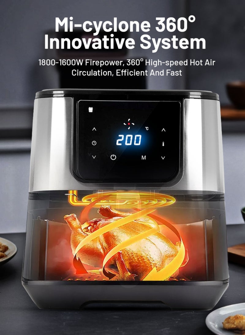 AFRA - Digital Air Fryer |  5.5L | 1600-1800W | Oil-Free Cooking | Adjustable Temperature & Timer | Rapid Air Circulation | Overheat Protection | Non-Stick Basket | Cool-Touch Handle | Family-Sized |2-Year Warranty 5.5 L 1500 W AF-5518AFSS Silver - Image 1