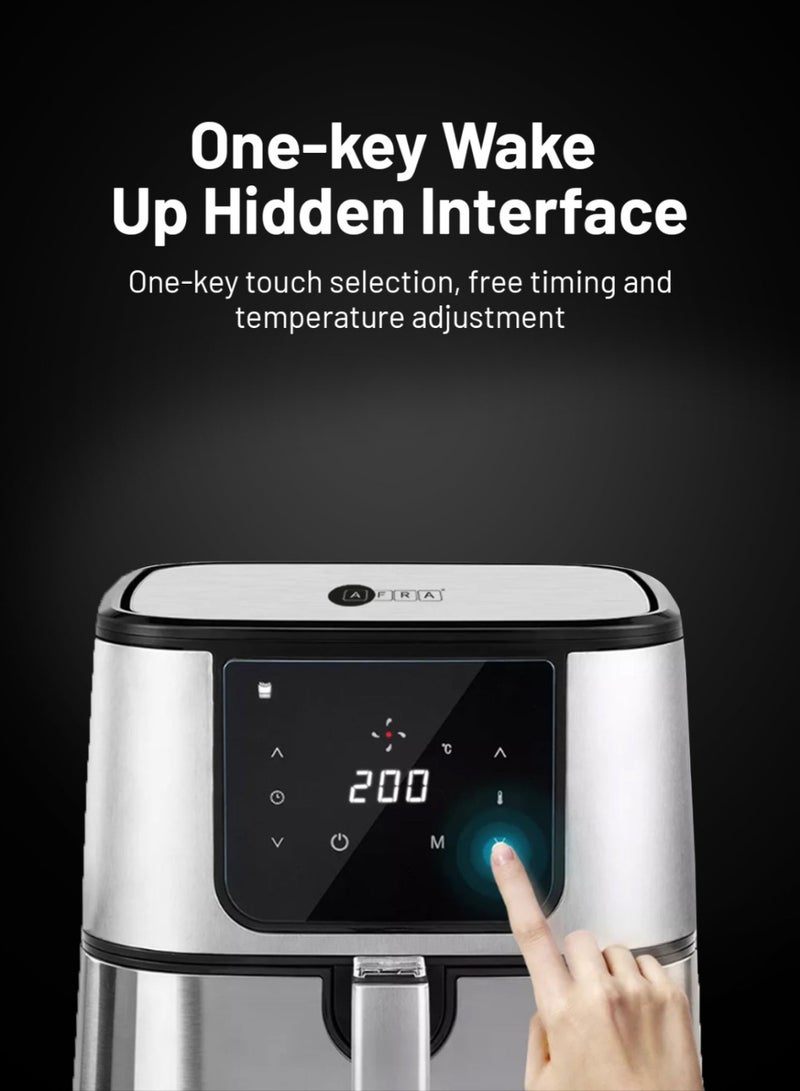AFRA - Digital Air Fryer |  5.5L | 1600-1800W | Oil-Free Cooking | Adjustable Temperature & Timer | Rapid Air Circulation | Overheat Protection | Non-Stick Basket | Cool-Touch Handle | Family-Sized |2-Year Warranty 5.5 L 1500 W AF-5518AFSS Silver - Image 1