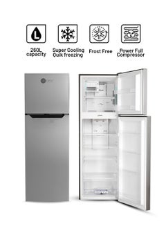 260L Double Door Frost-Free Refrigerator with Multi-Flow Cooling| Fresh Zone| and Optional Ice Maker | Energy Efficient Design with LED Display | 2-Year Warranty 220 L 150 W AF-2200RFSS Silver