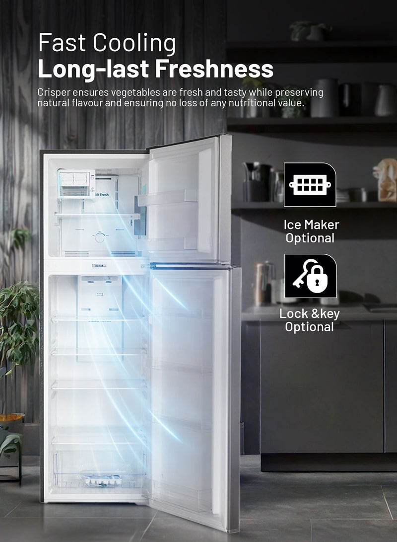 AFRA - 260L Double Door Frost-Free Refrigerator with Multi-Flow Cooling| Fresh Zone| and Optional Ice Maker | Energy Efficient Design with LED Display | 2-Year Warranty 220 L 150 W AF-2200RFSS Silver - Image 1