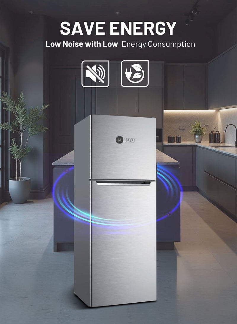 AFRA - 260L Double Door Frost-Free Refrigerator with Multi-Flow Cooling| Fresh Zone| and Optional Ice Maker | Energy Efficient Design with LED Display | 2-Year Warranty 220 L 150 W AF-2200RFSS Silver - Image 1