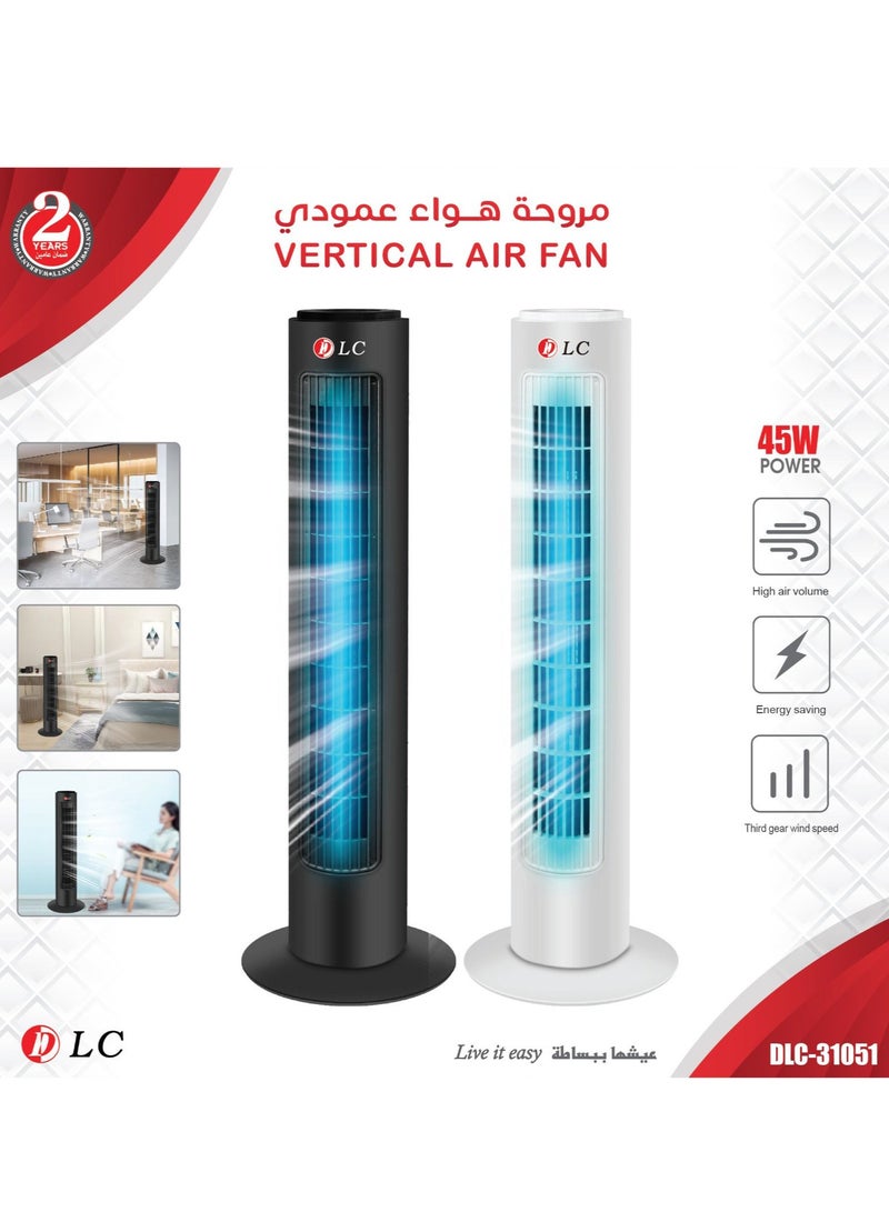 DLC Electric Stand Tower Fan With Remote Controller, 3 Speed Control, 3 Modes 31051 White  - Image 2