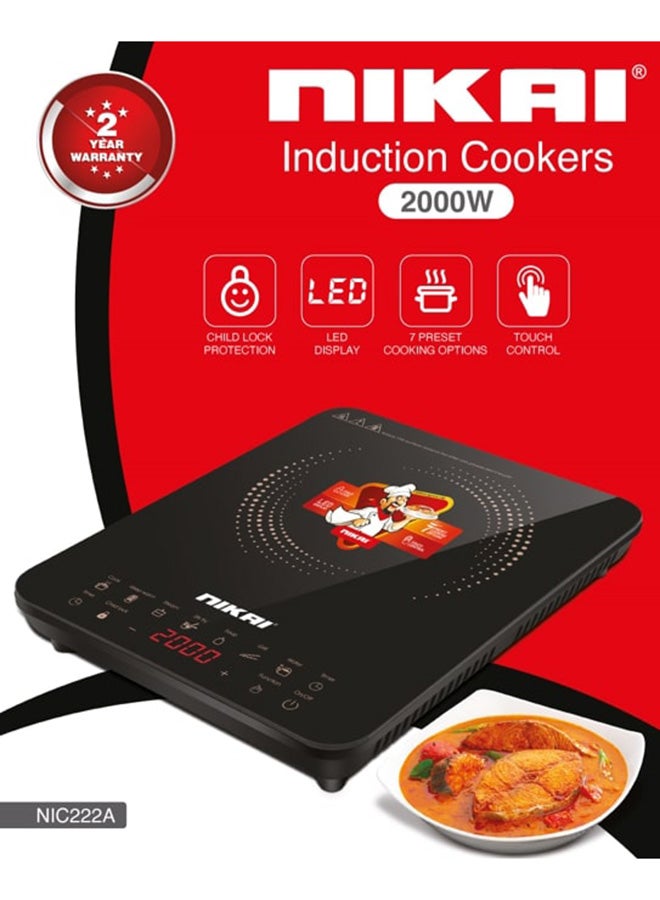 NIKAI - Single Induction Cooker With 7 Preset Cooking Options And 4 Digital LED Display 2000 W NIC222A Black - Image 1