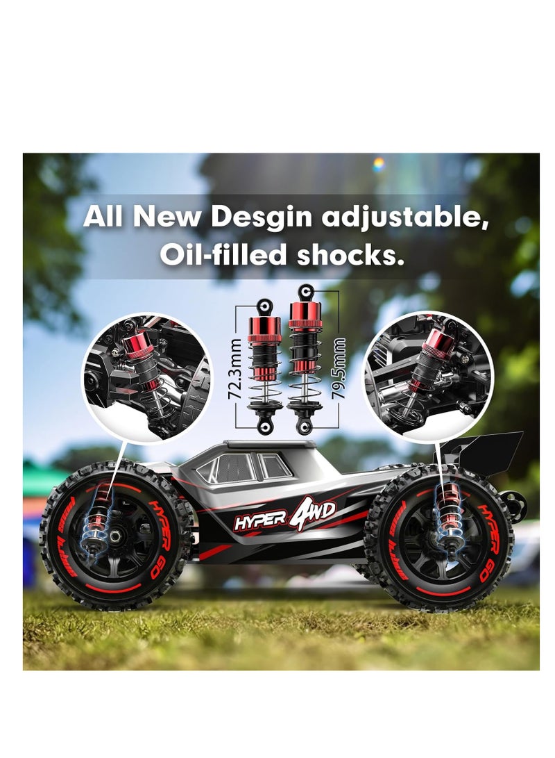 مايتويز سيارات MJX Hyper Go 14210 بدون فرش RC للبالغين، 1/14 عالية السرعة 55-75KMH شاحنة RC سريعة، بطارية 2S، سيارات تحكم عن بعد تعمل بالكهرباء 4wd هدية للأولاد مع 2 قذائف وإطارات إضافية  - Image 5