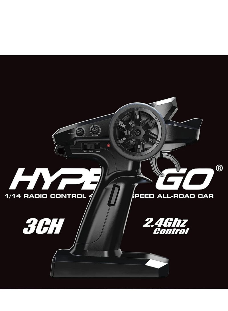سيارات MJX Hyper Go 14210 بدون فرش RC للبالغين، 1/14 عالية السرعة 55-75KMH شاحنة RC سريعة، بطارية 2S، سيارات تحكم عن بعد تعمل بالكهرباء 4wd هدية للأولاد مع 2 قذائف وإطارات إضافية
