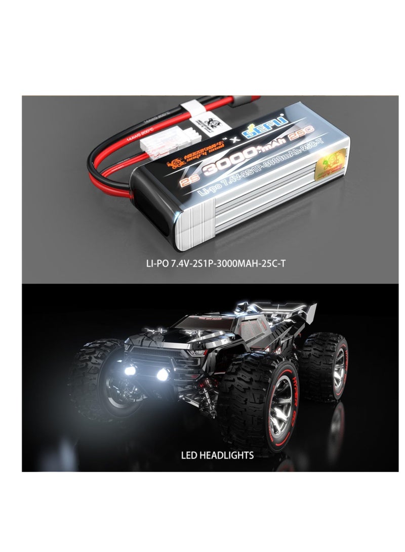 سيارات MJX Hyper Go 14210 بدون فرش RC للبالغين، 1/14 عالية السرعة 55-75KMH شاحنة RC سريعة، بطارية 2S، سيارات تحكم عن بعد تعمل بالكهرباء 4wd هدية للأولاد مع 2 قذائف وإطارات إضافية