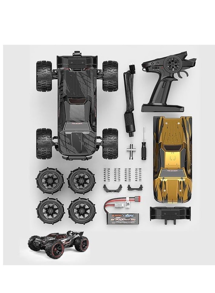 سيارات MJX Hyper Go 14210 بدون فرش RC للبالغين، 1/14 عالية السرعة 55-75KMH شاحنة RC سريعة، بطارية 2S، سيارات تحكم عن بعد تعمل بالكهرباء 4wd هدية للأولاد مع 2 قذائف وإطارات إضافية
