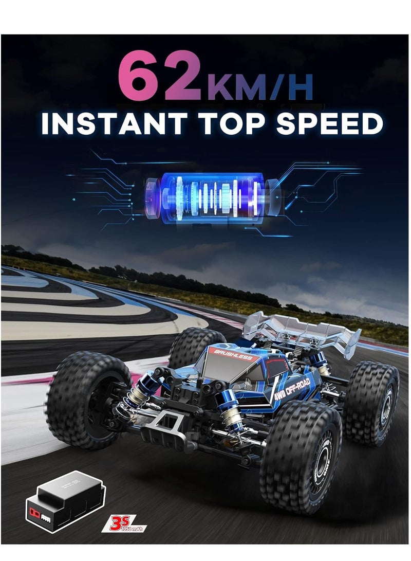 MYTOYS MJX Hyper GO 16207, 62KM/H Remote Control Car with Brushless Motor, RC Buggy Gifts for Adults,Top Speed 4WD 1:16 RC Truck with 3S Battery,Gift for Boy (RTR)  - Image 5