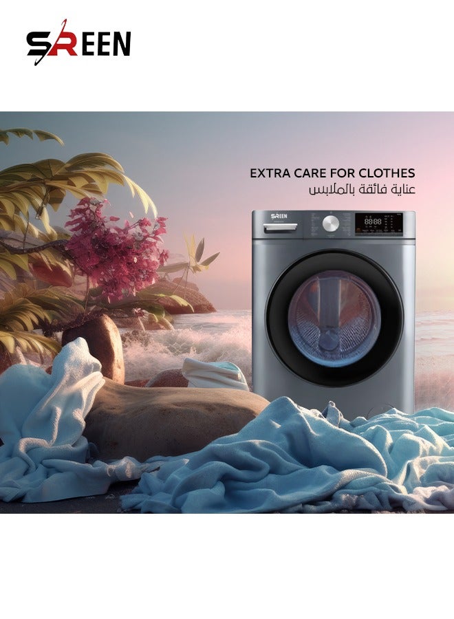 SREEN - Washing Machine Front Load 8 kg 2000 W SRWM-8FW Silver - Image 1